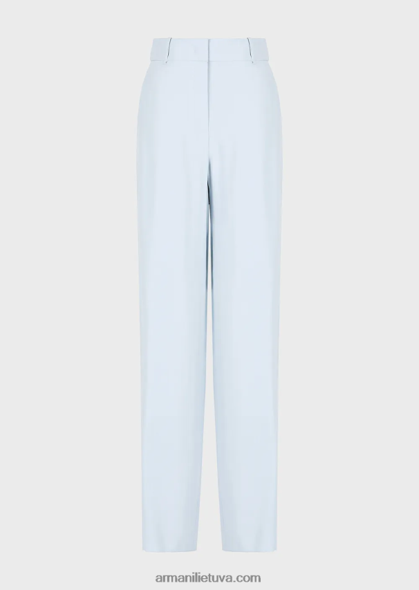 moterys žydros spalvos Armani skystos gabardino palazzo kelnės 02482X270