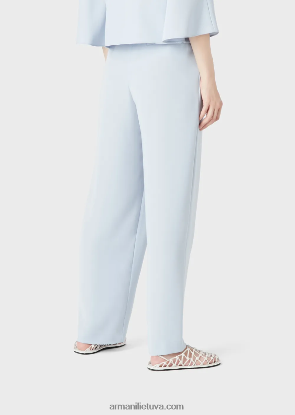 moterys žydros spalvos Armani technikos-cady kelnės su elastiniu juosmeniu 02482X301