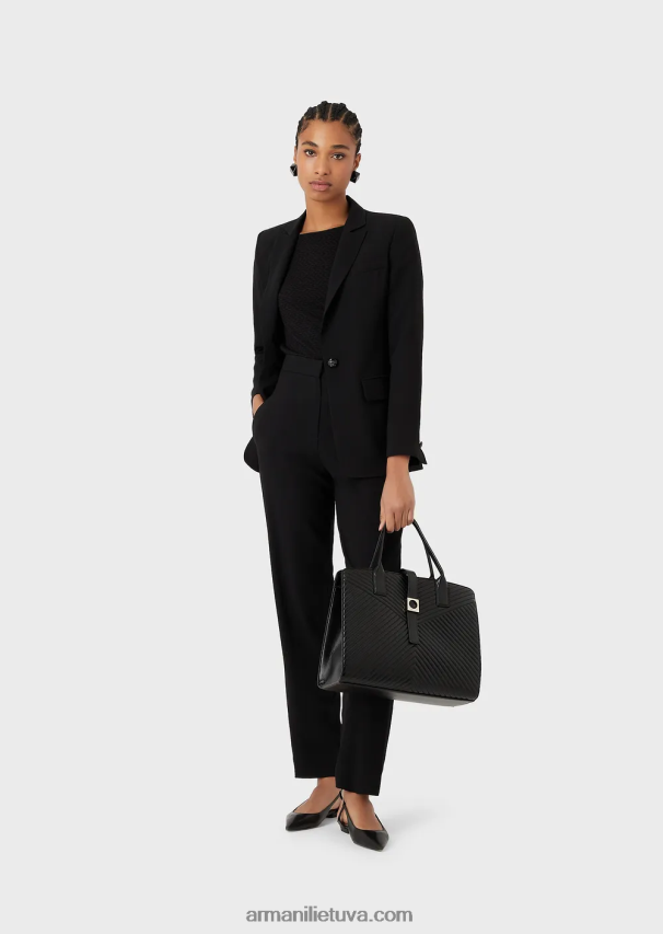 moterysArmani 3D efekto tamprus žakardo megztinis trumpomis rankovėmis 02482X470