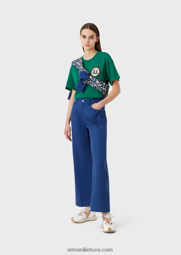 moterys žalias Armani tvarios kolekcijos ekologiški amerikietiško trikotažo marškinėliai su pleistru 02482X485