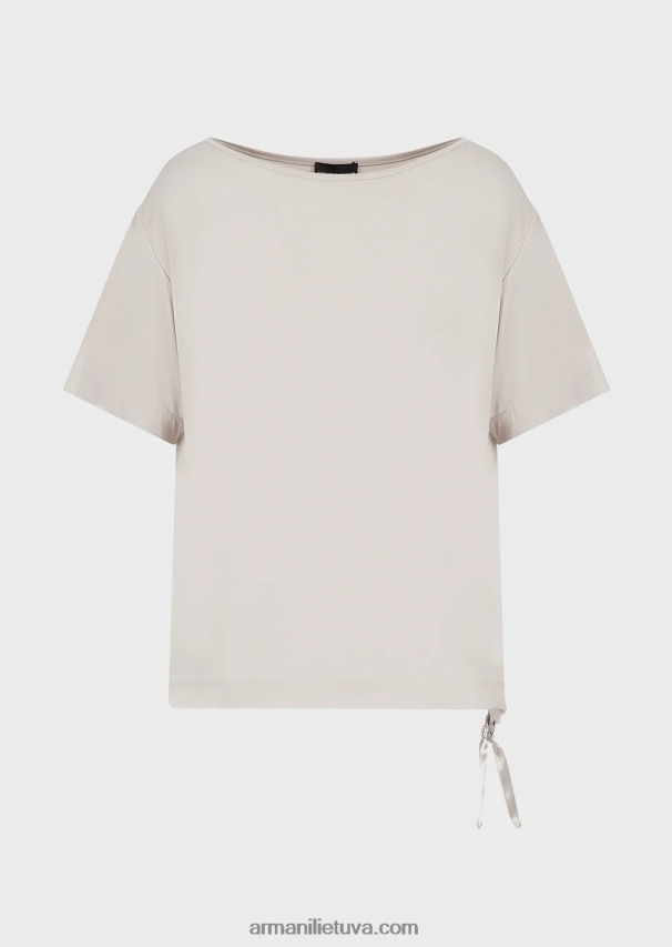 moterys balandis pilkas Armani tamprus megztinis-krepinis megztinis su raglano rankovėmis 02482X469