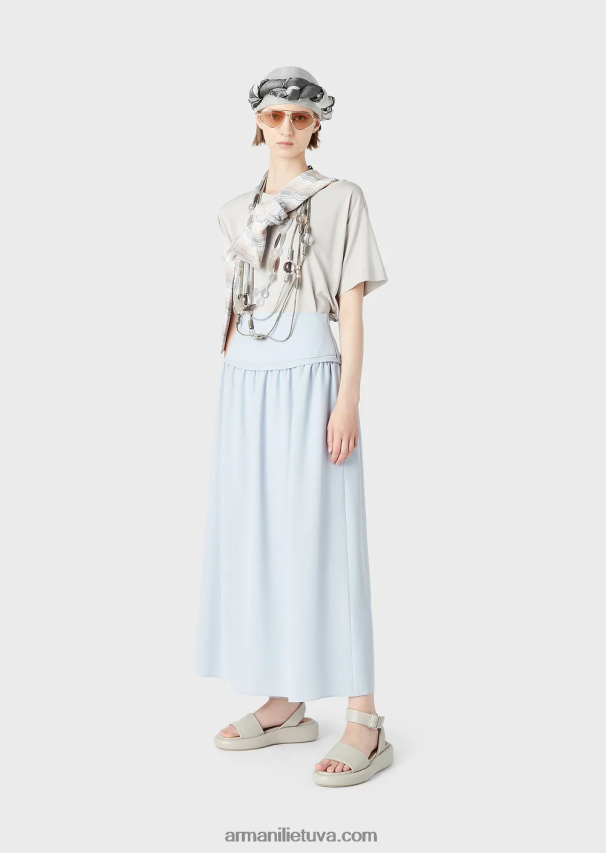 moterys balandis pilkas Armani tamprus megztinis-krepinis megztinis su raglano rankovėmis 02482X469