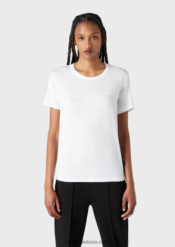 moterys baltas Armani Kelionių reikmenų tamprūs marškinėliai 02482X444