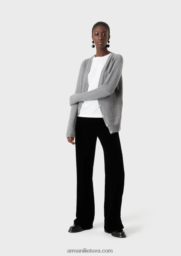 moterys baltas Armani marškinėliai su „pima-jersey“ įgulos kakleliu 02482X488