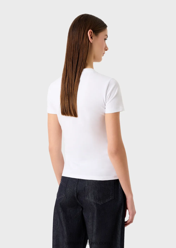 moterys baltas Armani tamprūs marškinėliai su manga meškiuko raštu 02482X454