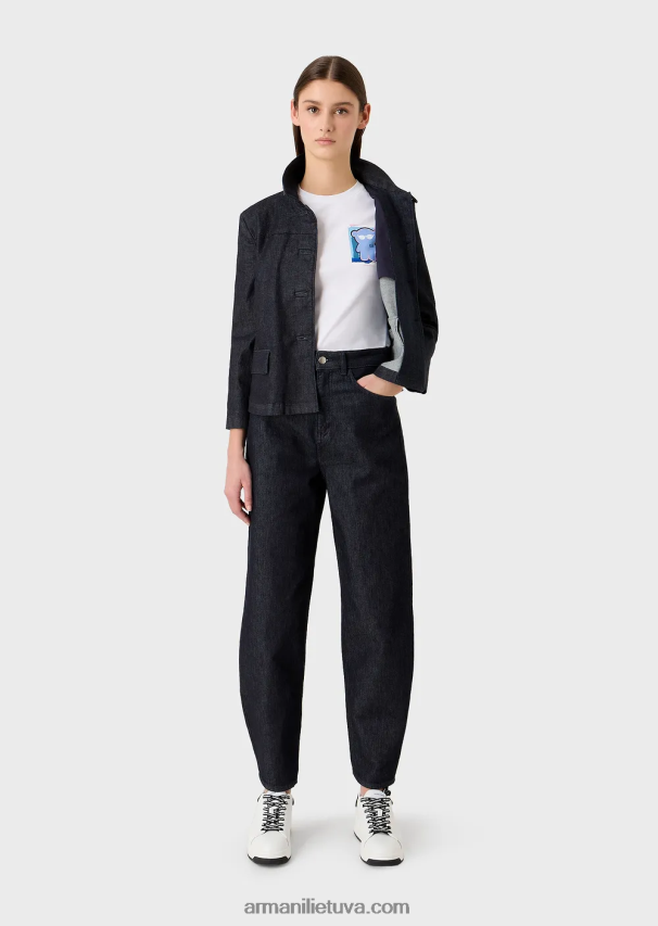 moterys baltas Armani tamprūs marškinėliai su manga meškiuko raštu 02482X454