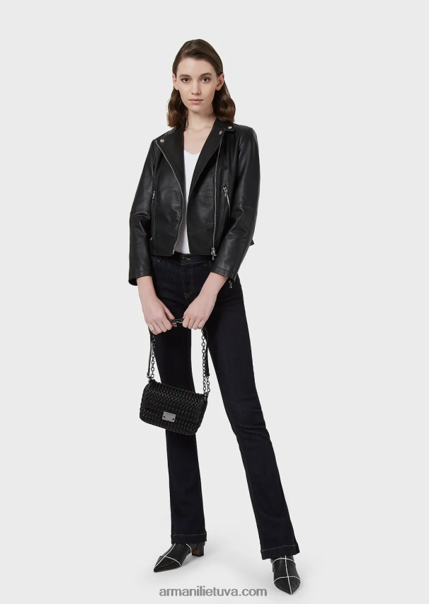 moterys baltas Armani viskozinis tamprus džemperis trijų ketvirčių ilgio rankovėmis 02482X480