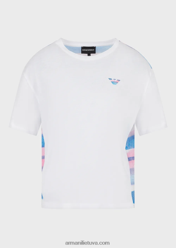 moterys daugiaspalvis Armani ekologiški tamprūs marškinėliai su atspaudu nugaroje 02482X427