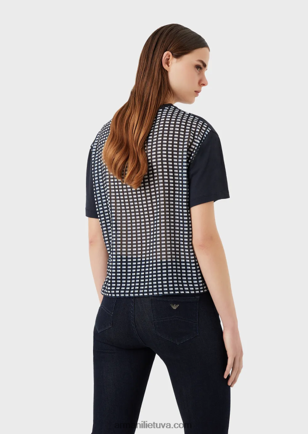 moterys daugiaspalvis Armani ekologiški tamprūs marškinėliai su atspaudu nugaroje 02482X427