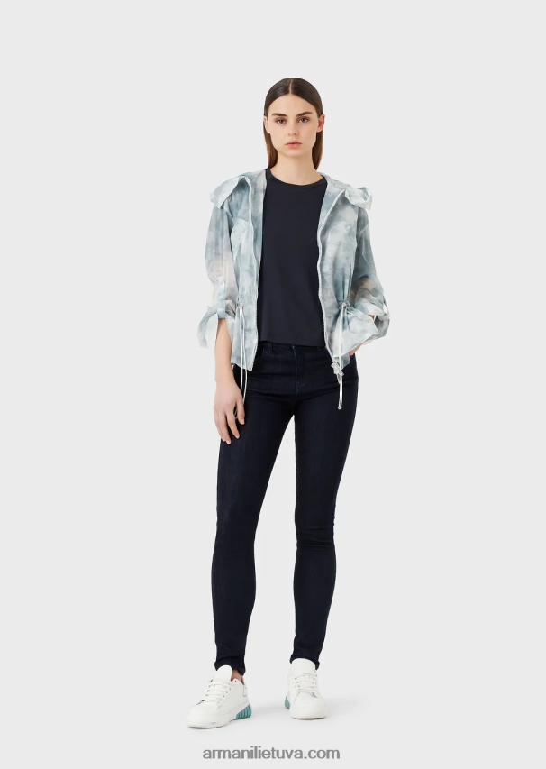 moterys daugiaspalvis Armani ekologiški tamprūs marškinėliai su atspaudu nugaroje 02482X427