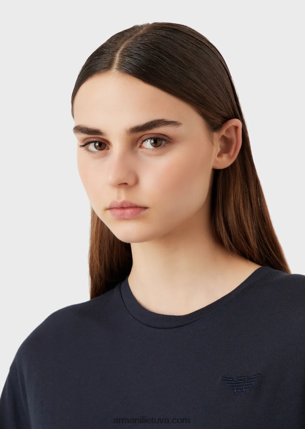 moterys daugiaspalvis Armani ekologiški tamprūs marškinėliai su atspaudu nugaroje 02482X427