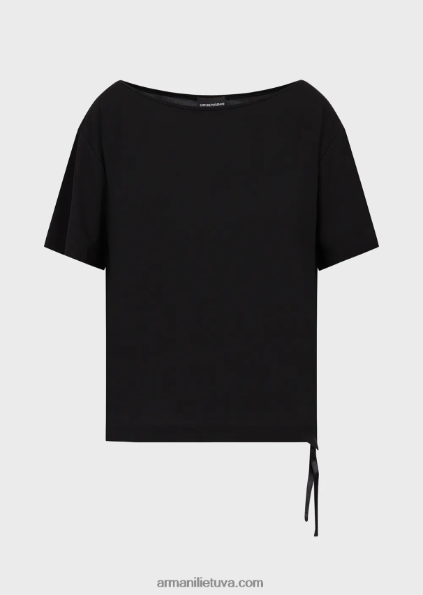 moterys juodas Armani tamprus megztinis-krepinis megztinis su raglano rankovėmis 02482X468