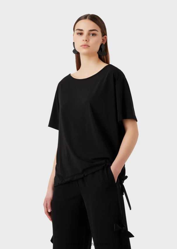 moterys juodas Armani tamprus megztinis-krepinis megztinis su raglano rankovėmis 02482X468