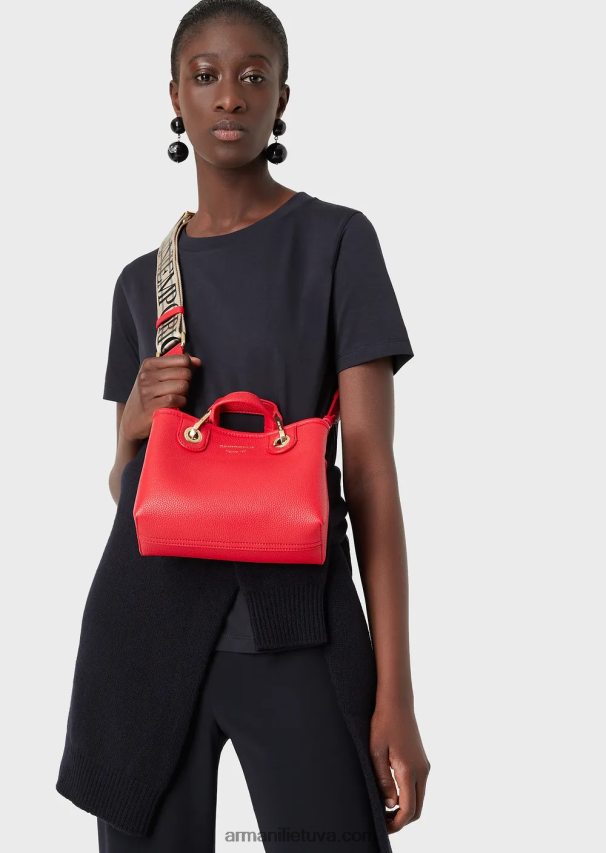 moterys mėlyna Armani marškinėliai su „pima-jersey“ įgulos kakleliu 02482X487