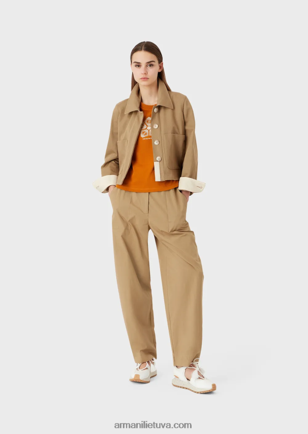 moterys oranžinė Armani Ekologiški amerikietiški marškinėliai su tvarios kolekcijos raštu 02482X482