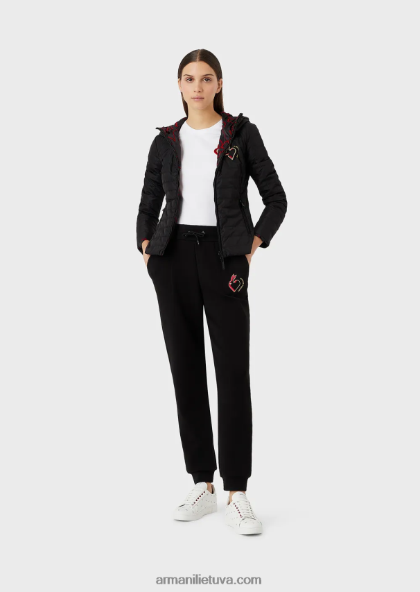 moterys raudona Armani tamprūs džersio marškinėliai su siuvinėjimais 02482X450