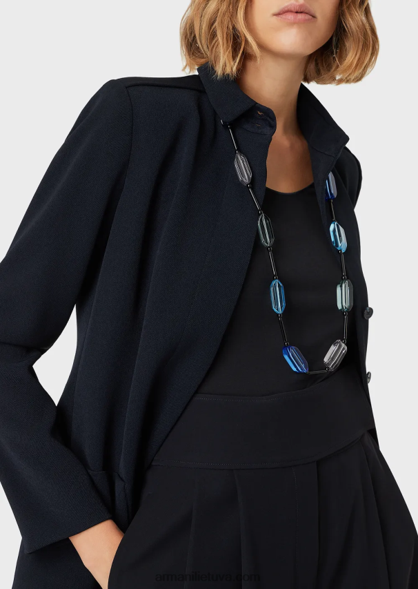 moterys tamsiai mėlyna Armani viskozinis tamprus džemperis trijų ketvirčių ilgio rankovėmis 02482X479