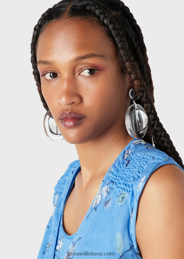 moterysArmani Stilizuotas gėlių rašto šilko kreponinis viršus su kryžminiu v kaklu 02482X357