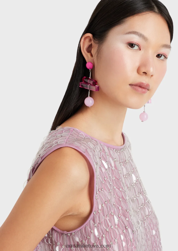 moterysArmani siuvinėtas tiulio viršus su permatomais blizgučių lapeliais 02482X395