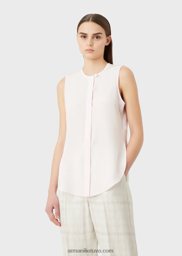 moterys Rosa Chiaro Armani gryno šilko krepinio dešinio trikotažas be rankovių 02482X370