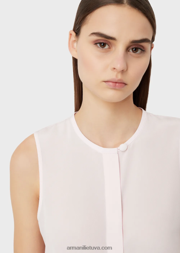 moterys Rosa Chiaro Armani gryno šilko krepinio dešinio trikotažas be rankovių 02482X370