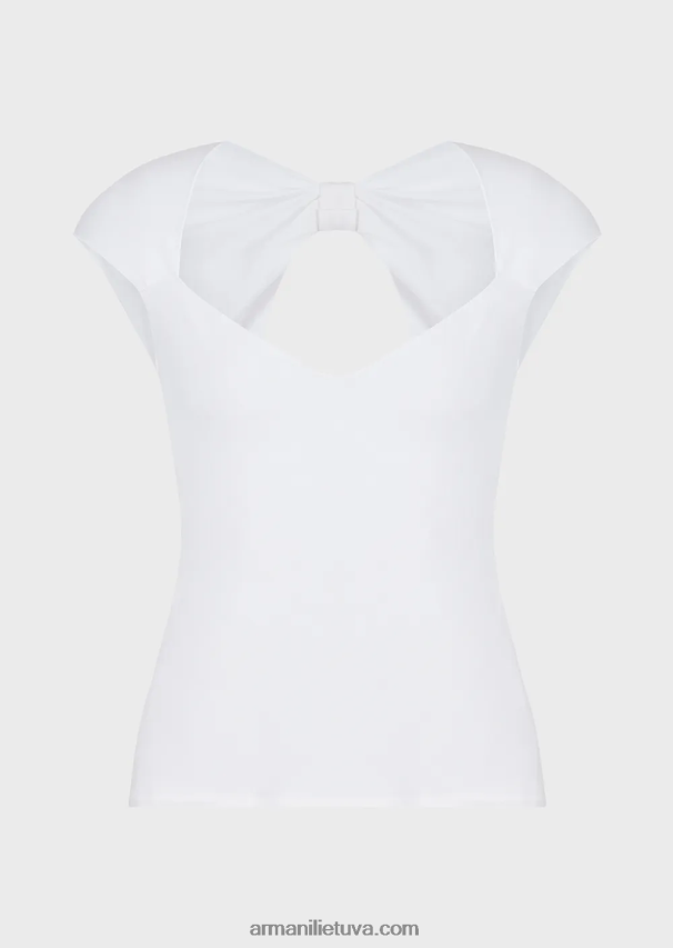 moterys baltas Armani Viskozės trikotažo viršus su per dideliu lankeliu 02482X355