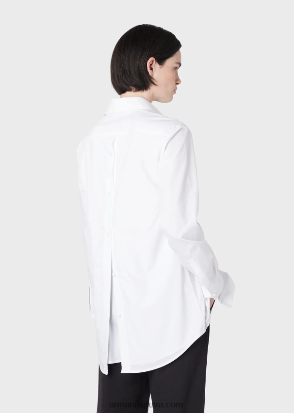 moterys baltas Armani didelio dydžio poplino marškinėliai su anga 02482X367