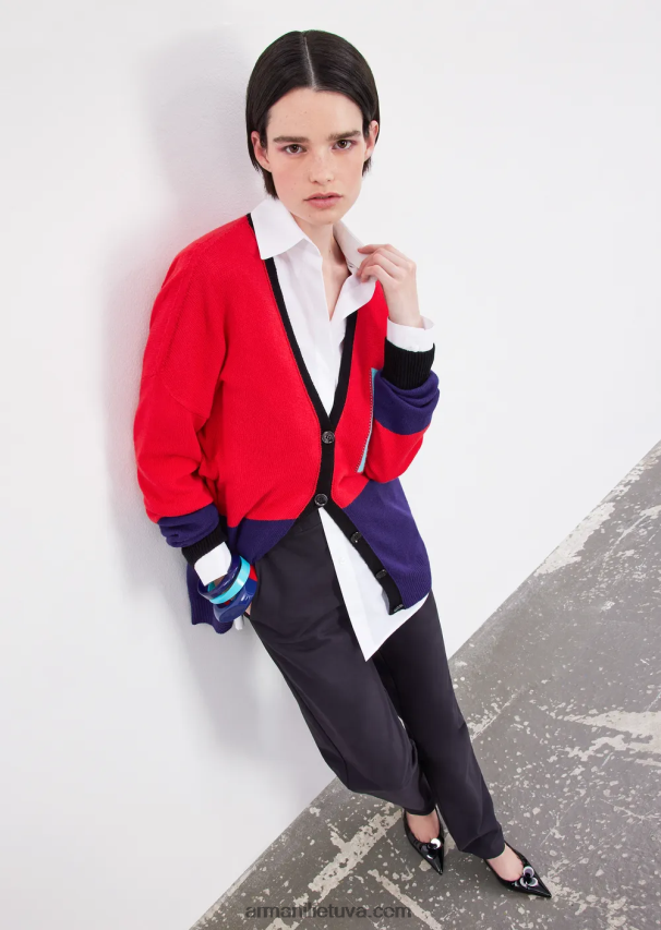 moterys baltas Armani didelio dydžio poplino marškinėliai su anga 02482X367