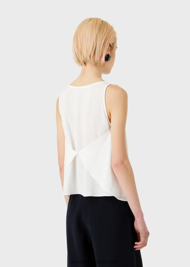 moterys baltas Armani platėjanti viršutinė dalis su granito audinio galinėmis plokštėmis 02482X344