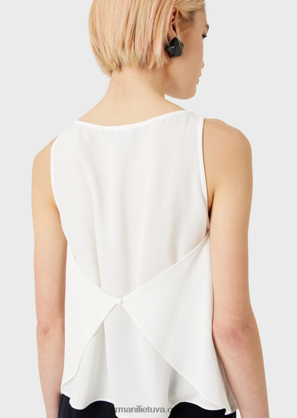 moterys baltas Armani platėjanti viršutinė dalis su granito audinio galinėmis plokštėmis 02482X344