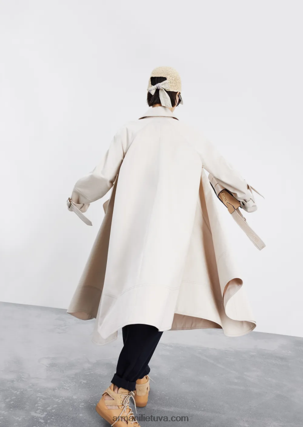 moterys baltas Armani trumpomis rankovėmis šlifuoti medvilniniai marškiniai 02482X372