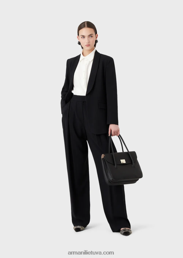 moterys baltas Armani viskozės krepiniai marškiniai su susuktu mazgu 02482X359