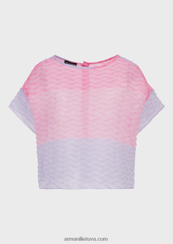 moterys daugiaspalvis Armani bayadere organza viršutinė dalis su banguoto kloko motyvu 02482X382