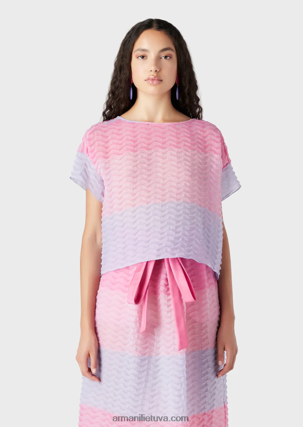 moterys daugiaspalvis Armani bayadere organza viršutinė dalis su banguoto kloko motyvu 02482X382