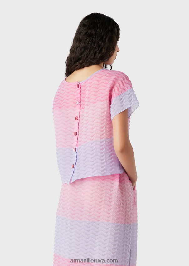 moterys daugiaspalvis Armani bayadere organza viršutinė dalis su banguoto kloko motyvu 02482X382