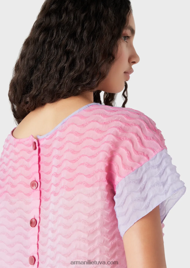 moterys daugiaspalvis Armani bayadere organza viršutinė dalis su banguoto kloko motyvu 02482X382