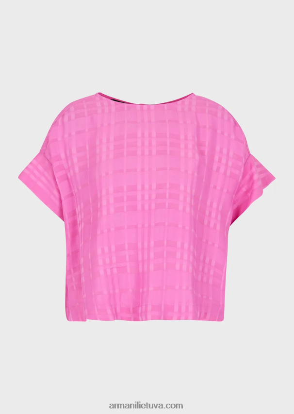 moterys fuksija Armani patikrinkite viskozės viršų su mygtukais gale 02482X351