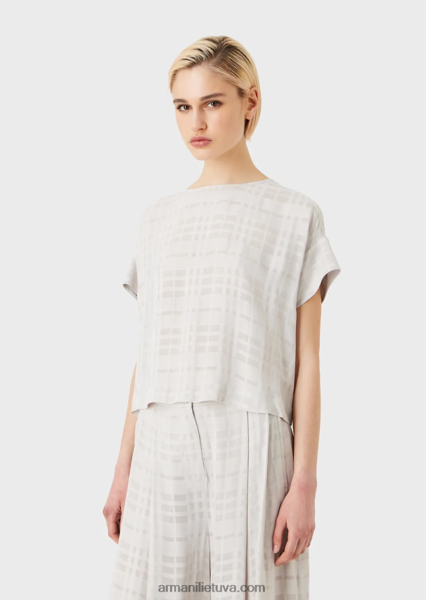 moterys grigio acqua Armani patikrinkite viskozės viršų su mygtukais gale 02482X350