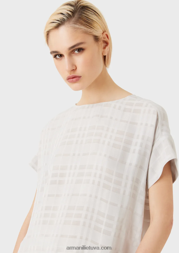 moterys grigio acqua Armani patikrinkite viskozės viršų su mygtukais gale 02482X350