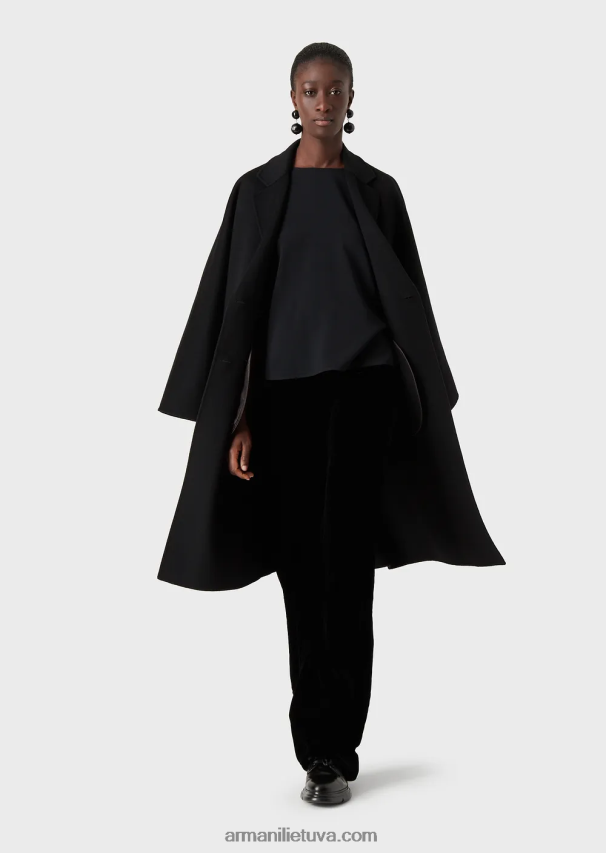 moterys juodas Armani envers-satino palaidinė su 3/4 rankovėmis 02482X390