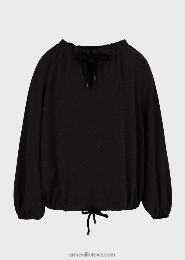 moterys juodas Armani lurekso megztinis su virvele 02482X362