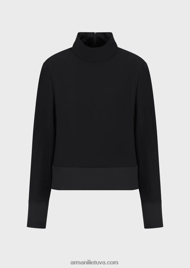 moterys juodas Armani palaidinė su iškirpte envers satino 02482X365