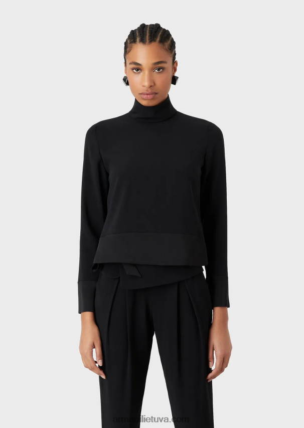 moterys juodas Armani palaidinė su iškirpte envers satino 02482X365