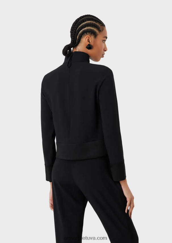 moterys juodas Armani palaidinė su iškirpte envers satino 02482X365