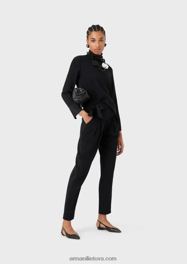 moterys juodas Armani palaidinė su iškirpte envers satino 02482X365