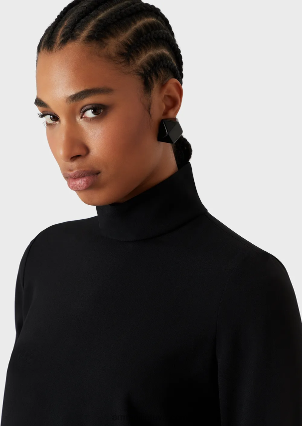 moterys juodas Armani palaidinė su iškirpte envers satino 02482X365