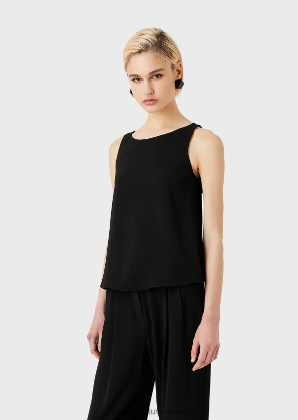 moterys juodas Armani platėjanti viršutinė dalis su granito audinio galinėmis plokštėmis 02482X346