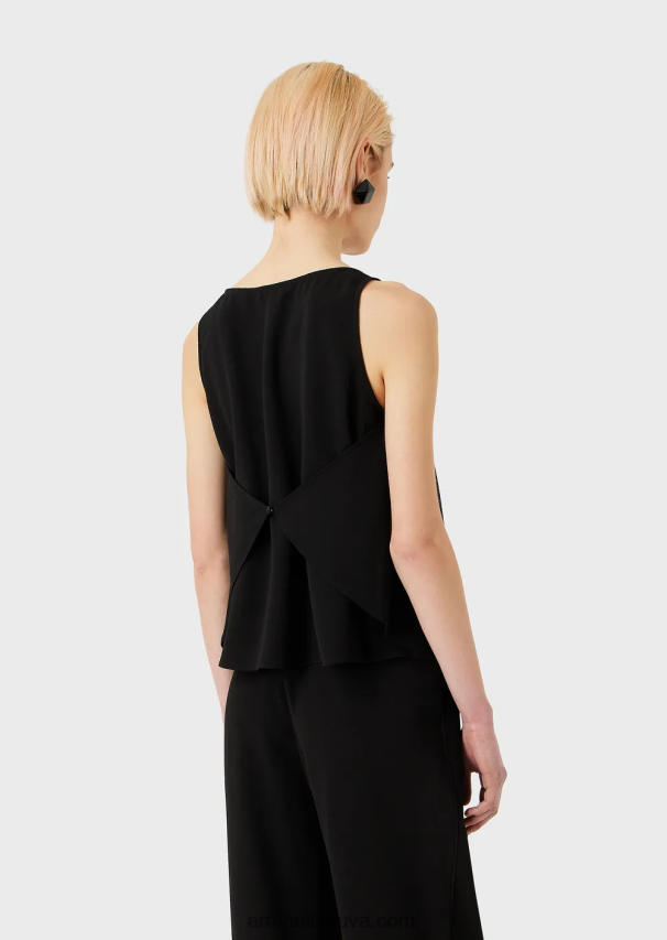 moterys juodas Armani platėjanti viršutinė dalis su granito audinio galinėmis plokštėmis 02482X346