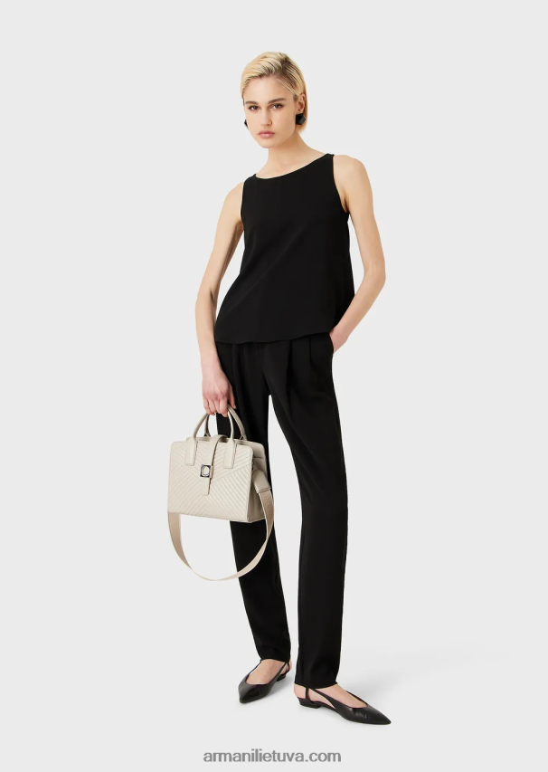 moterys juodas Armani platėjanti viršutinė dalis su granito audinio galinėmis plokštėmis 02482X346