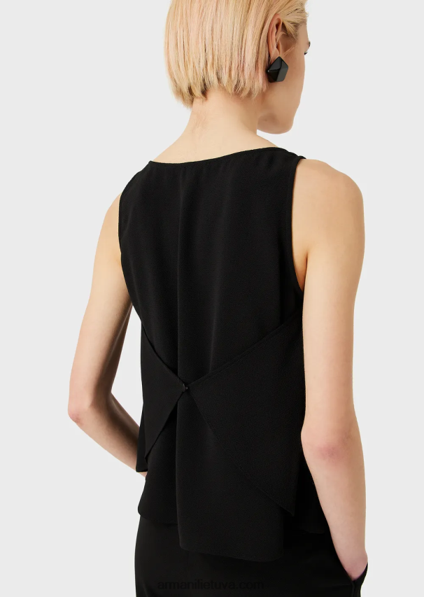 moterys juodas Armani platėjanti viršutinė dalis su granito audinio galinėmis plokštėmis 02482X346